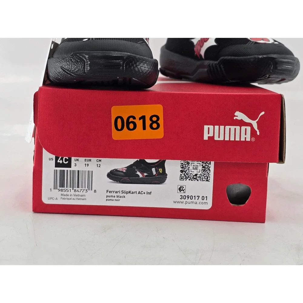Puma Ferrari SlipKart AC+ Inf Infant Size 4C Black Red Sneakers 309017 01 - New